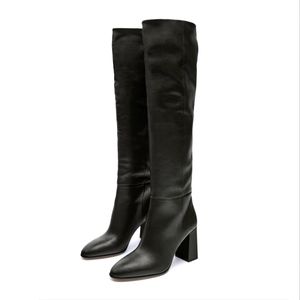 Zara Heeled Leather Knee High Boots